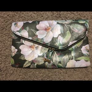 Urban expression floral clutch with gold chain